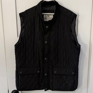 London Fog Black Quilted Men's Vest with Snap Front